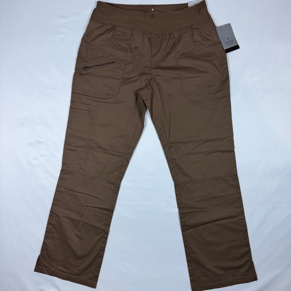 Beyond Scrubs Pants - Beyond Scrubs Abby 6 Pocket Yoga Pant Cocoa Brown Flare Leg Petite Small 19129_P